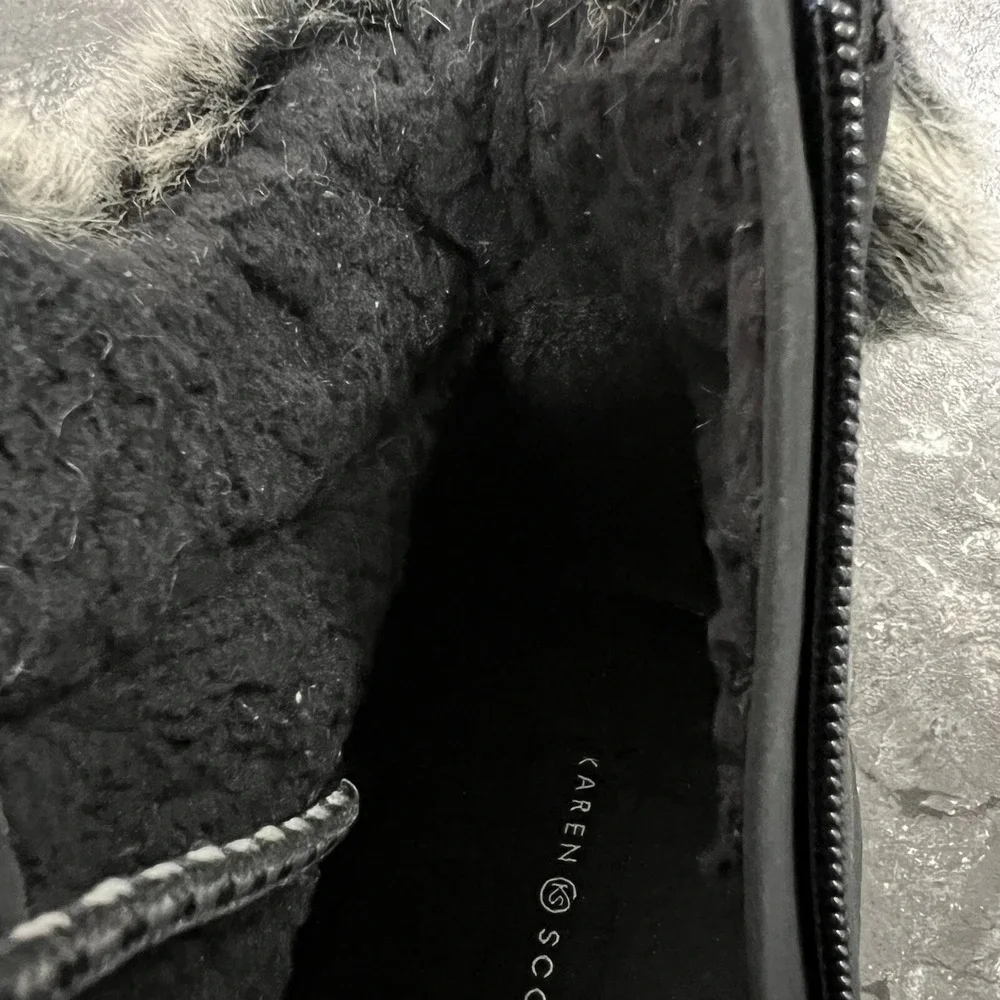 Karen Scott Women's Wanona Faux‎ Suede Fur Trim Ankle Boots Black Sz 10.5M